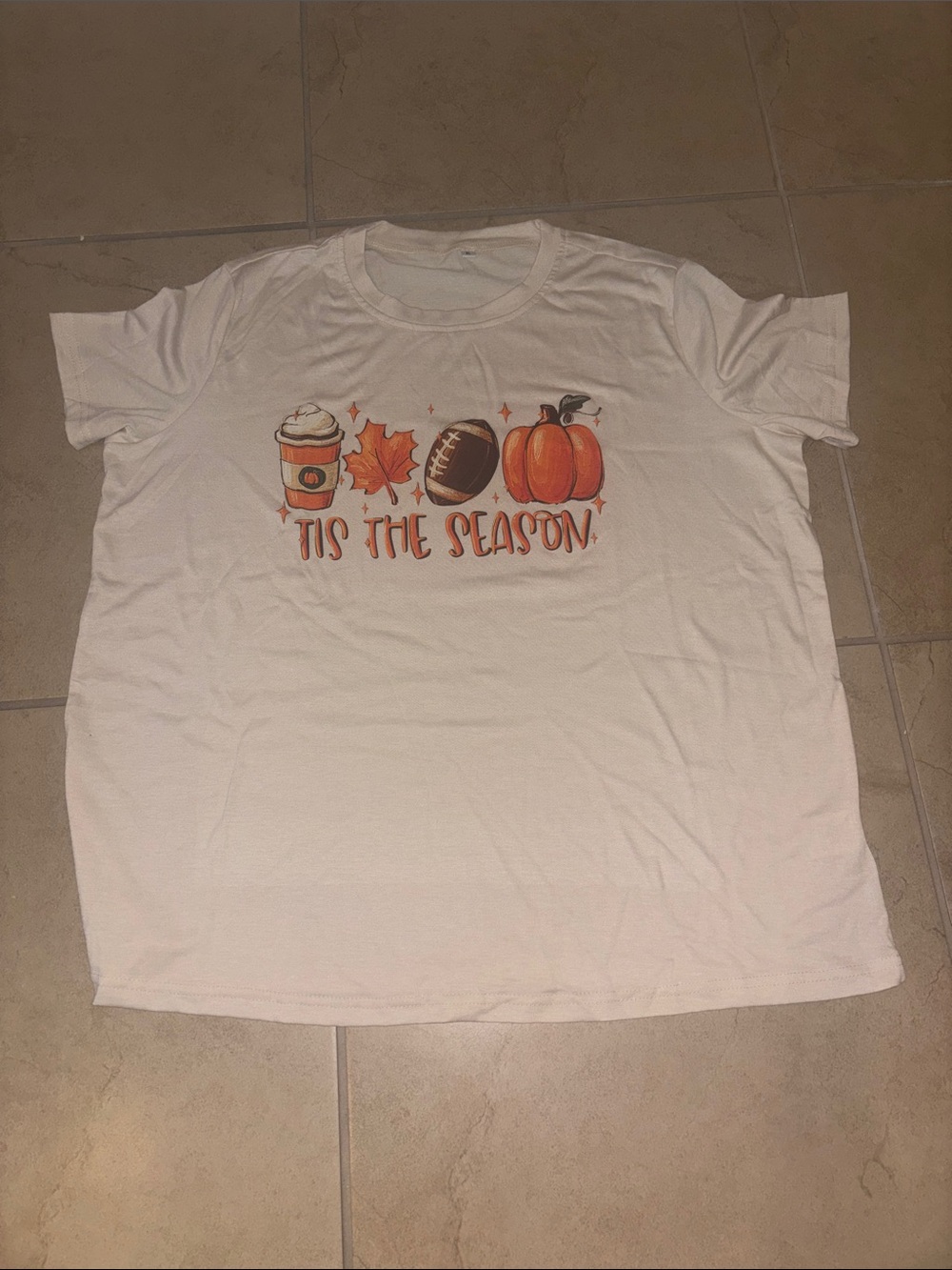 Tis The Season Fall Graphic Tee - Cream with Orange Accents